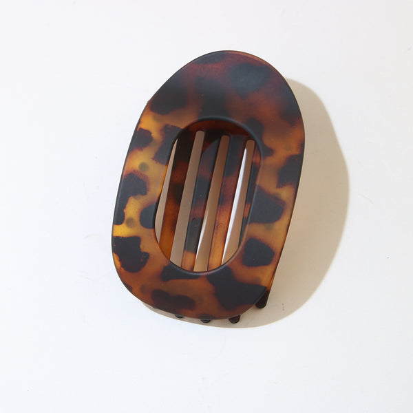 #5 Frosted Yellow Leopard Oval Clip / Individually Packaged