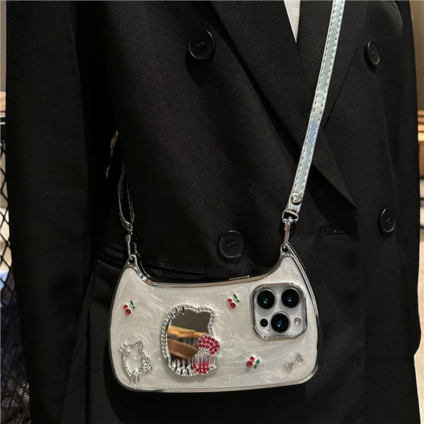 Mirror Silver Crossbody Strap / iPhone 16