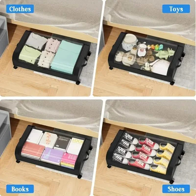 Under-Bed Storage Drawer with Wheels - Clear Window & Label Slot