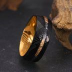 Two-tone Damascus steel ring