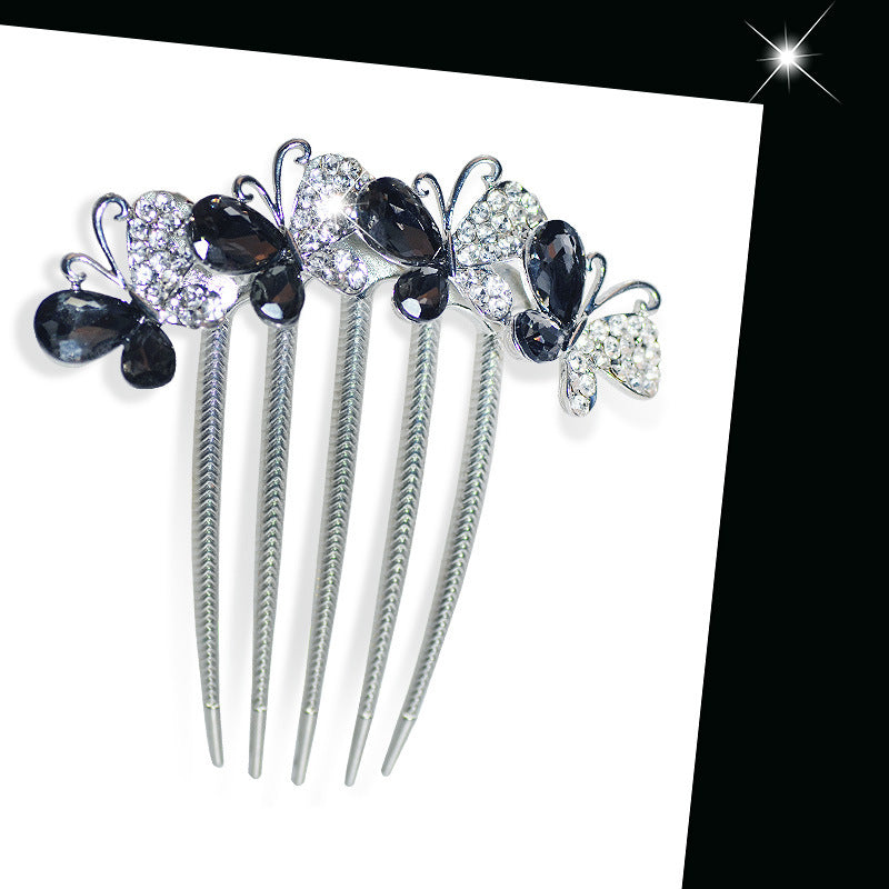 Large Bow Hairpin with Rhinestone Accents