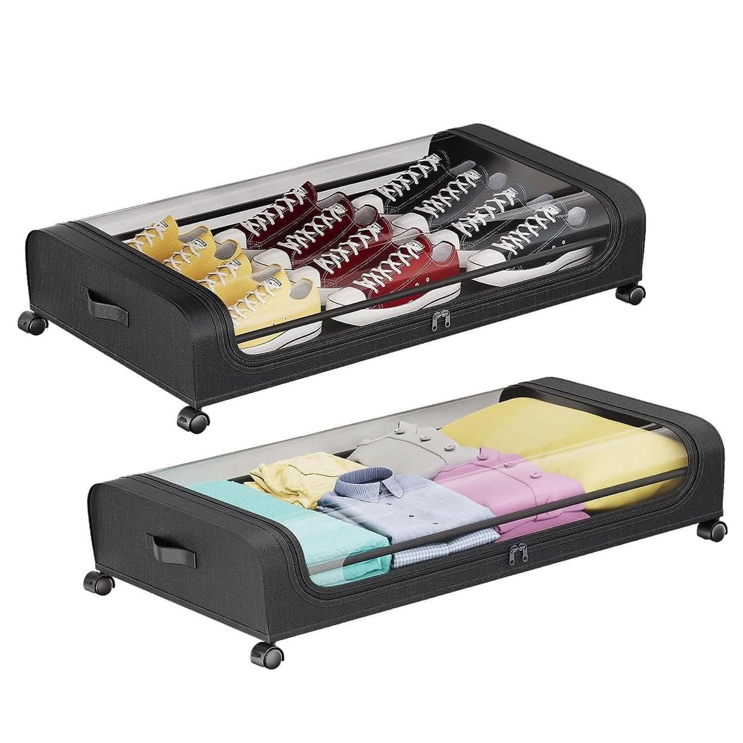 Under-Bed Storage Drawer with Wheels - Clear Window & Label Slot