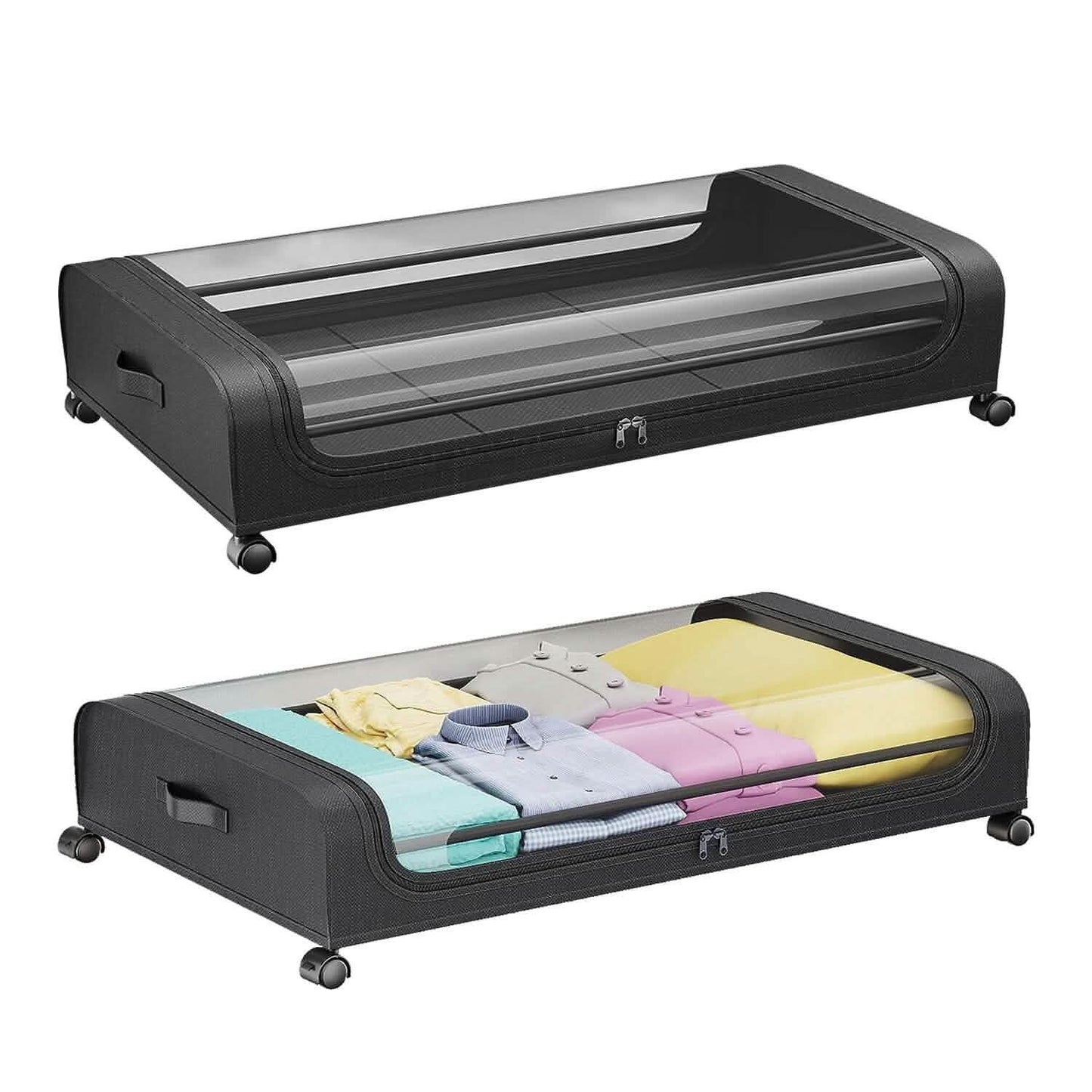 Under-Bed Storage Drawer with Wheels - Clear Window & Label Slot