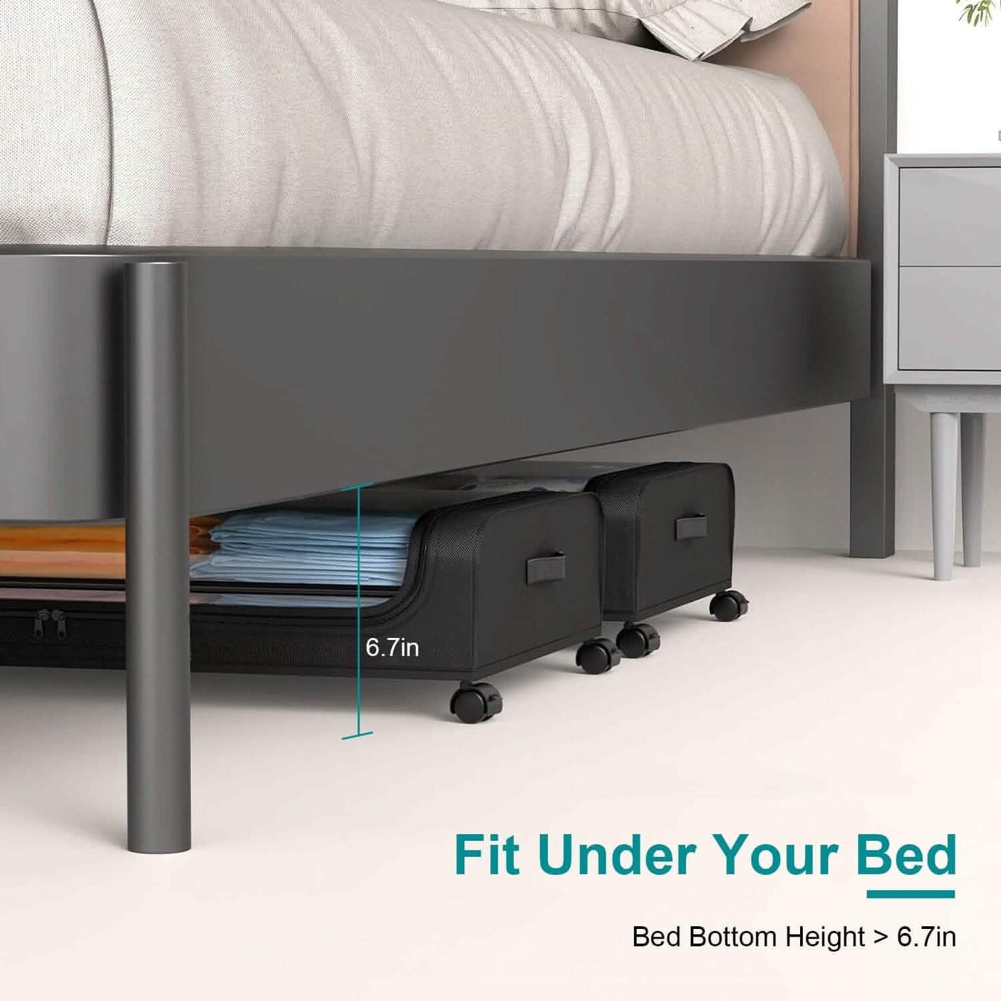 Under-Bed Storage Drawer with Wheels - Clear Window & Label Slot