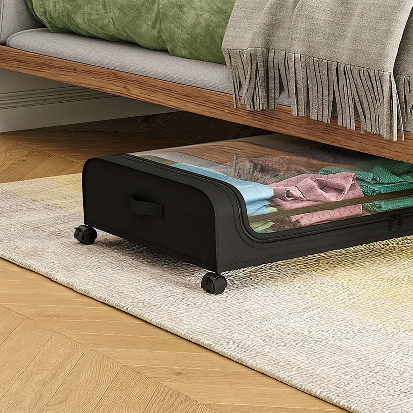 Under-Bed Storage Drawer with Wheels - Clear Window & Label Slot