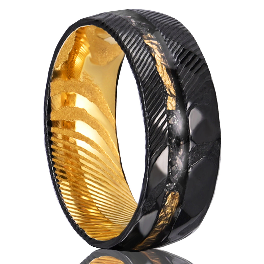 Two-tone Damascus steel ring