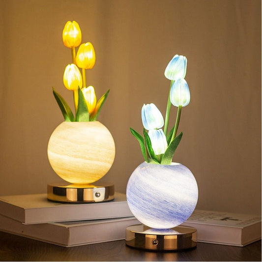 Tulip Artificial Flower Table Lamp with USB Charging