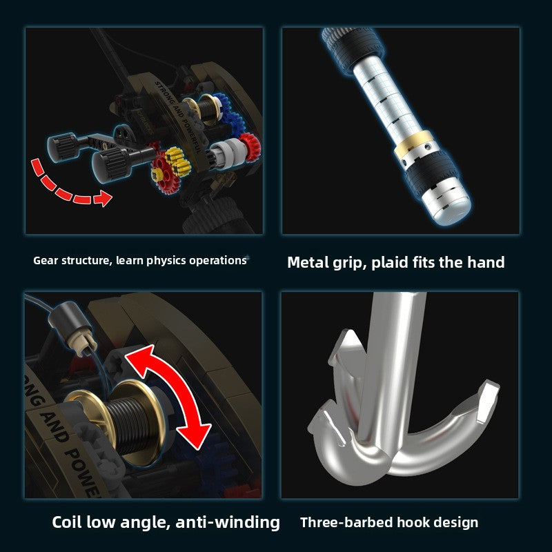 Creative building block fishing baitcasting reel rod