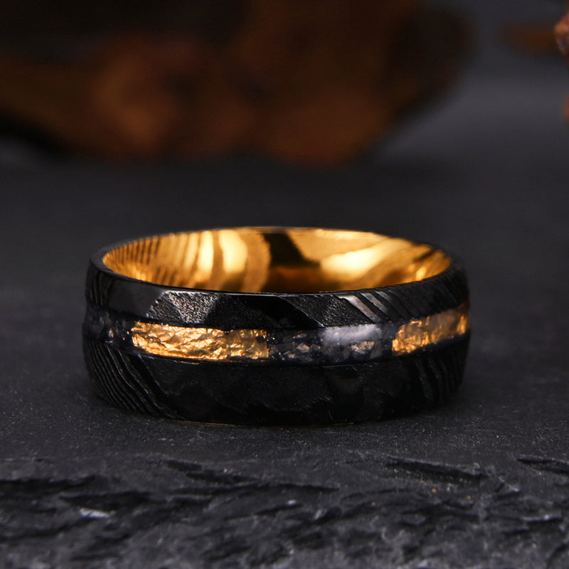 Two-tone Damascus steel ring