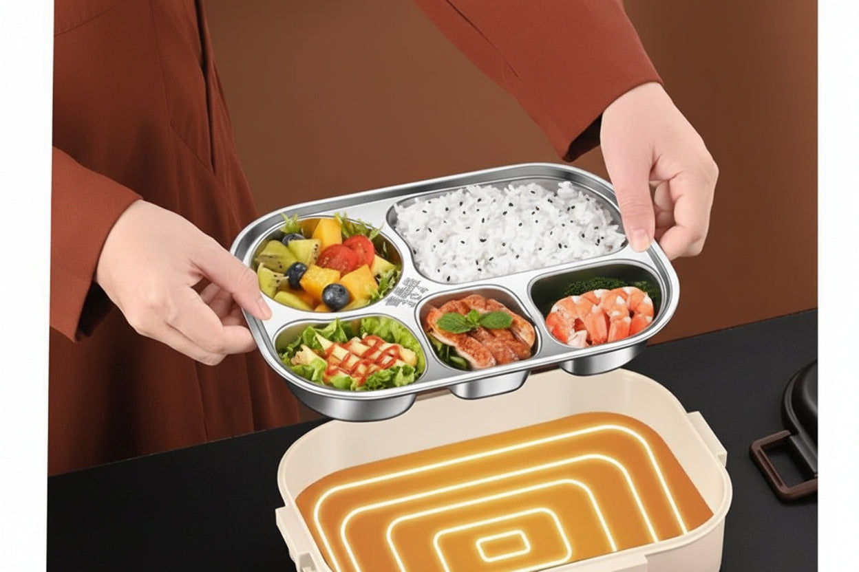 Portable Electric Heating Lunch Box with Multiple Compartments