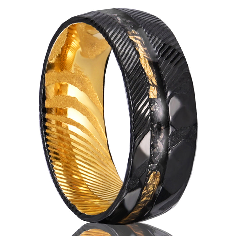 Two-tone Damascus steel ring