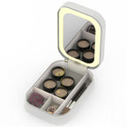 1Pc Portable Travel Makeup Bag With LED Mirror Rechargeable