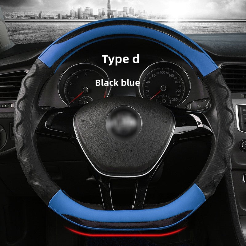 Car Steering Wheel Cover – Carbon Fiber Style with Non-Slip Grip