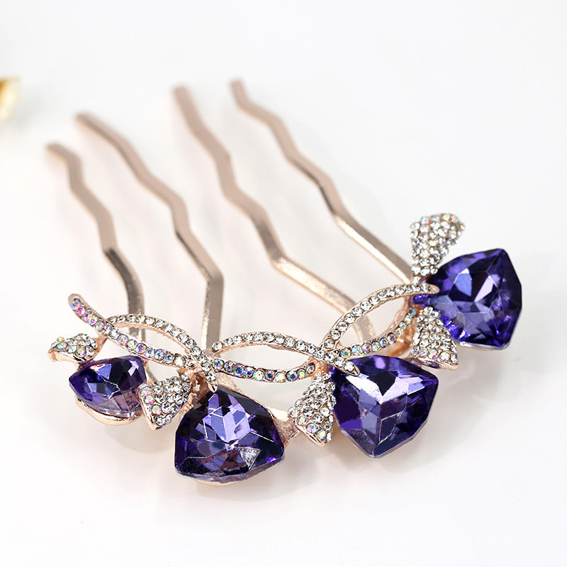 Large Bow Hairpin with Rhinestone Accents