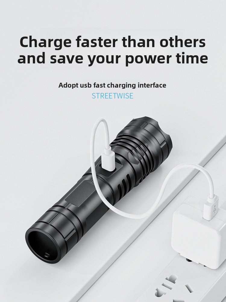 Rechargeable LED Flashlight with Adjustable Zoom