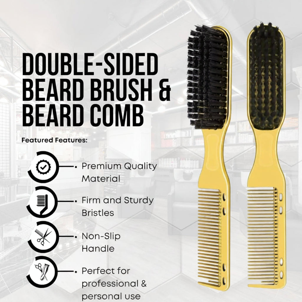 Double-Sided Beard Brush & Beard Comb Barber Brush for Grooming.