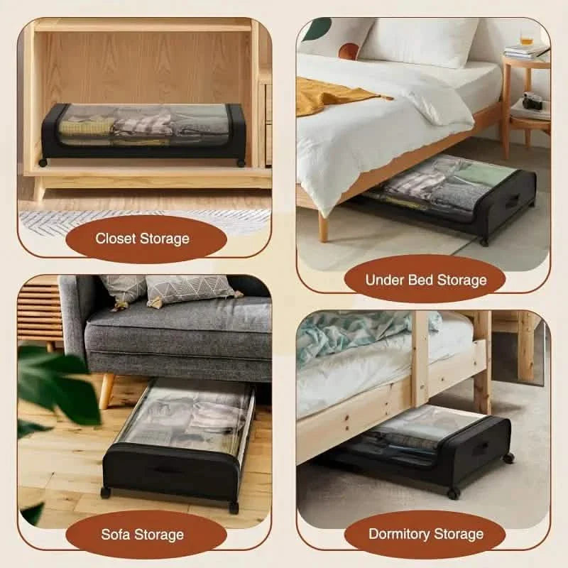 Under-Bed Storage Drawer with Wheels - Clear Window & Label Slot