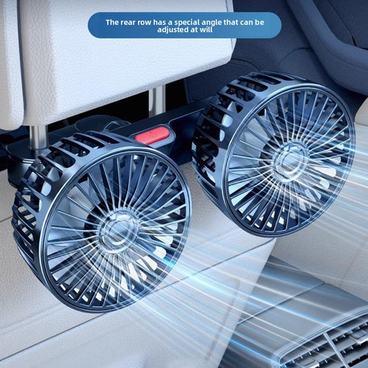Dual Head USB Car Fan – 360° Rotation with 3-Speed Control