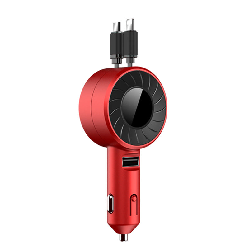 Retractable Car Charger Three-In-One Car Cigarette Lighter Fast Charging Multi-Function USB Car Charger
