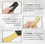 Double-Sided Beard Brush & Beard Comb Barber Brush for Grooming.