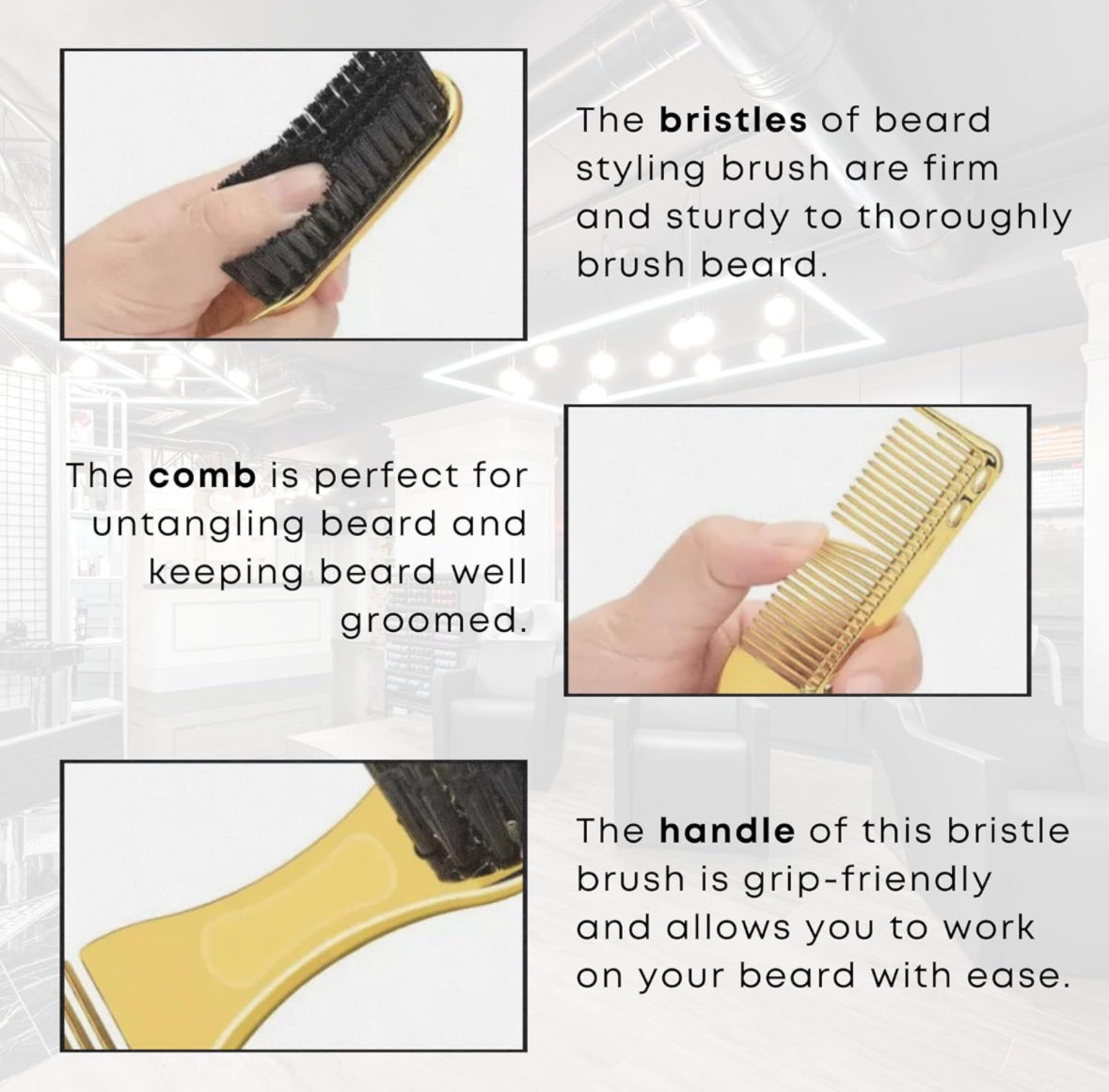 Double-Sided Beard Brush & Beard Comb Barber Brush for Grooming.