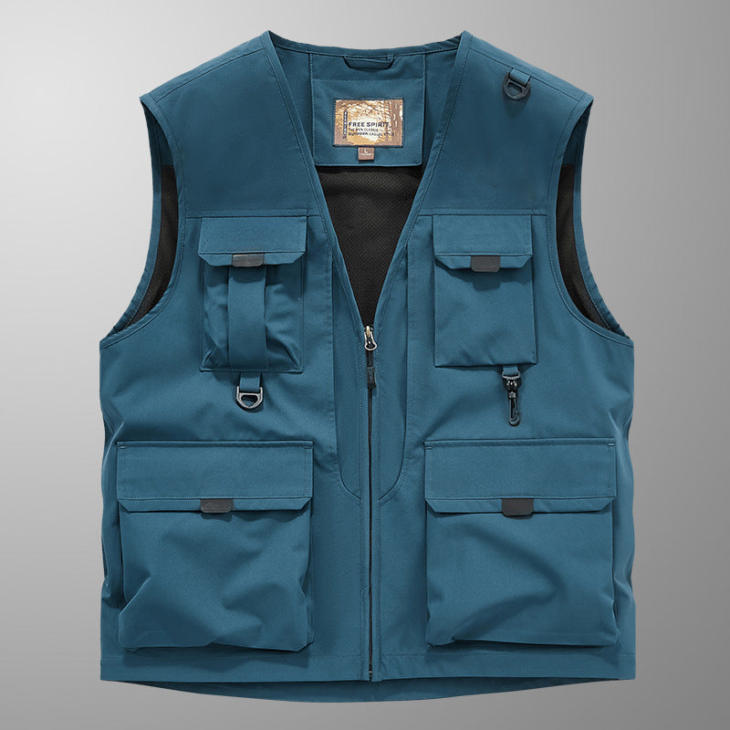 Mens Outdoor Fishing Photographer Vest with Multiple Pockets