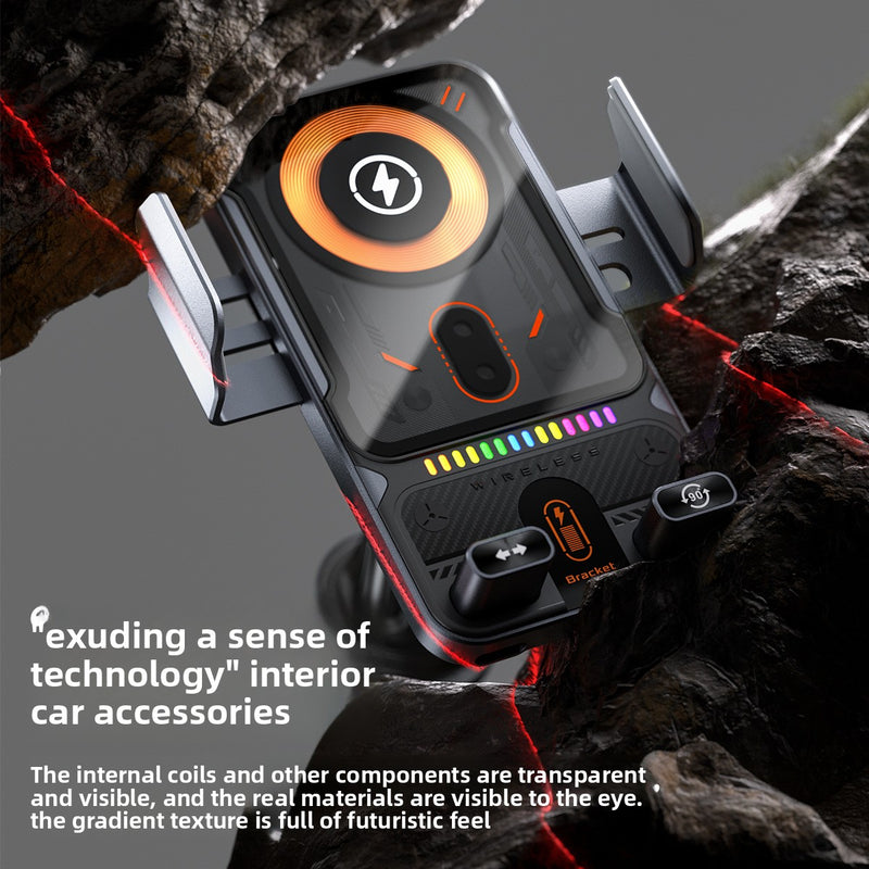 Electric Rotating Car Phone Holder with Wireless Charging