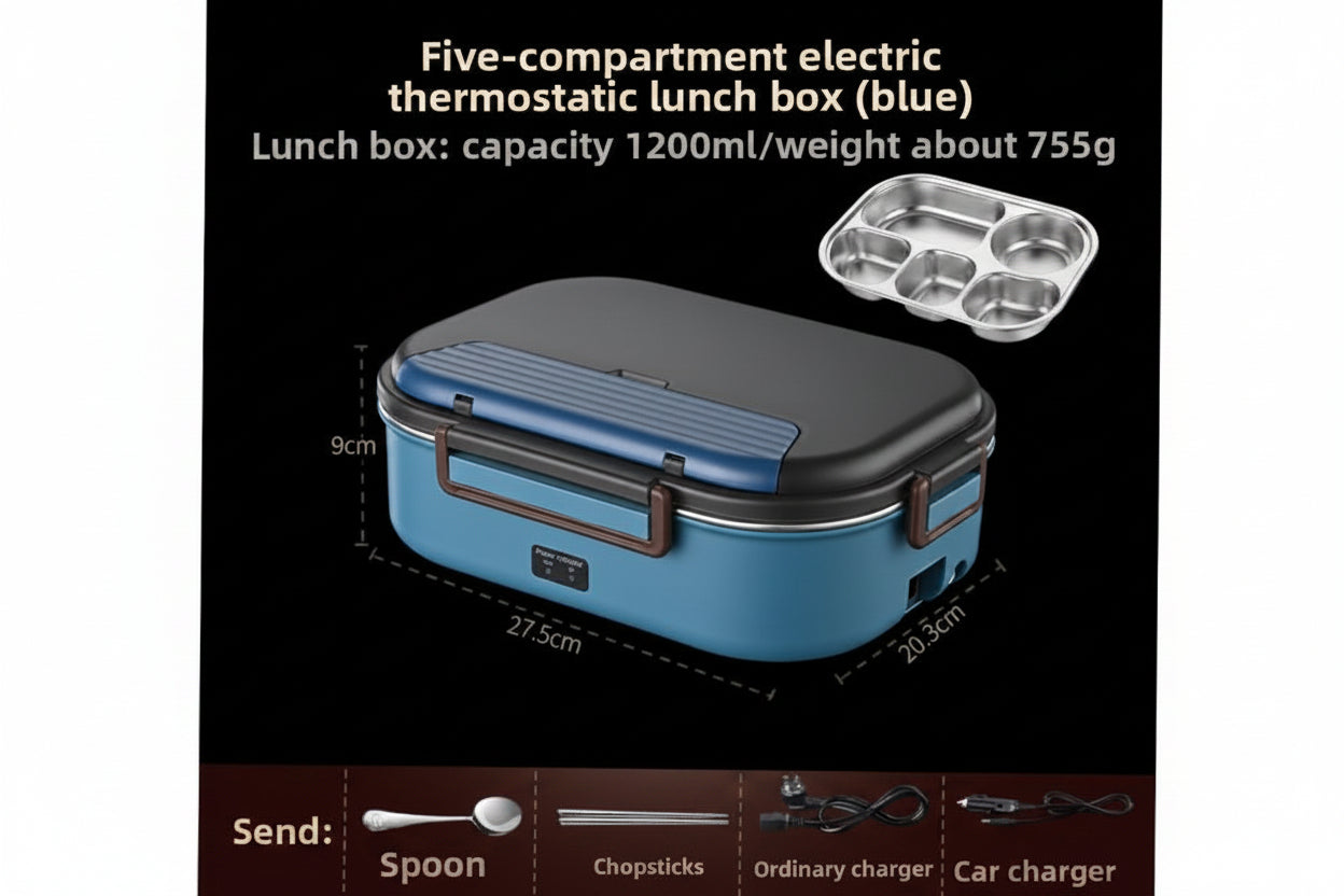 Portable Electric Heating Lunch Box with Multiple Compartments
