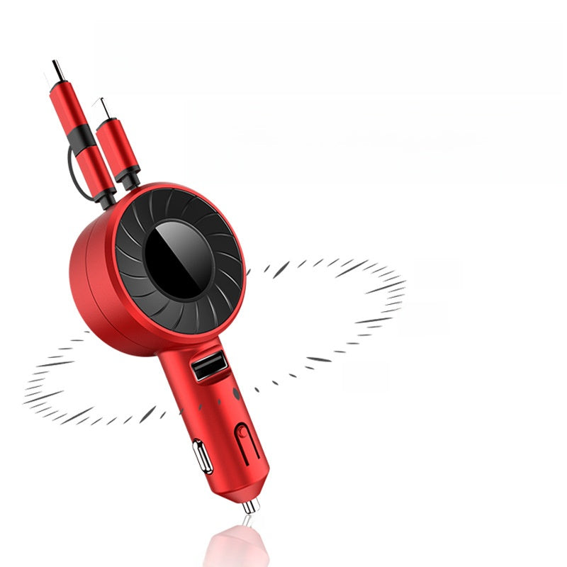 Retractable Car Charger Three-In-One Car Cigarette Lighter Fast Charging Multi-Function USB Car Charger