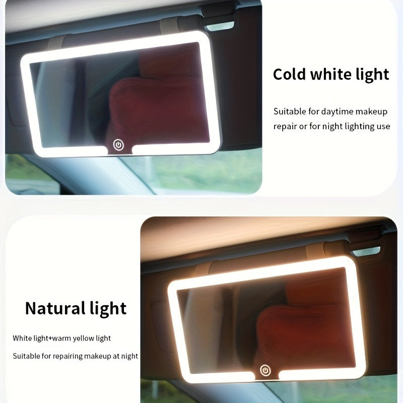 Adjustable LED Car Vanity Mirror with Sun Visor Clip