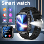 2025 Men's Smart Watch with Wireless Calling, Dual Straps (Stainless Steel+Silicone), Step Counter Flashlight & Message Reminder