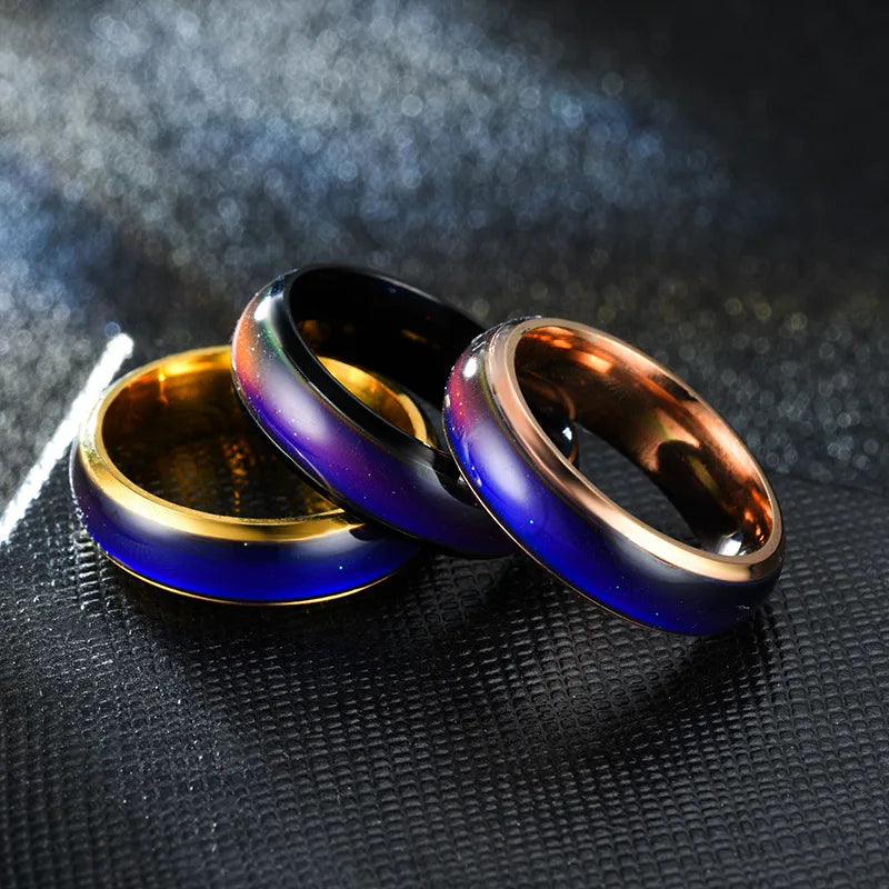 Smart Ring Titanium Steel Mood Ring Changing Color Rings Emotion Feeling Temperature For Women Men Couples Rings Fashion Jewelry