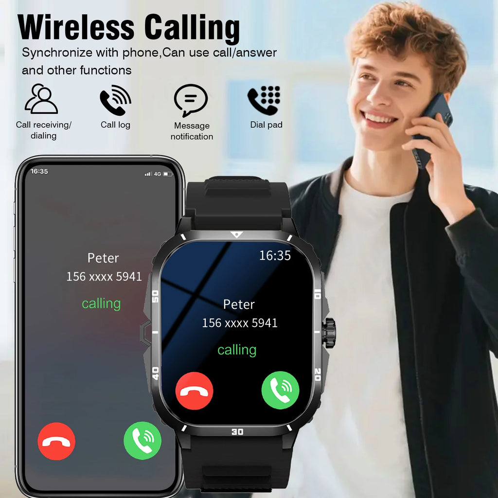 2025 Men's Smart Watch with Wireless Calling, Dual Straps (Stainless Steel+Silicone), Step Counter Flashlight & Message Reminder