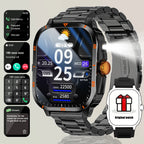 2025 Men's Smart Watch with Wireless Calling, Dual Straps (Stainless Steel+Silicone), Step Counter Flashlight & Message Reminder