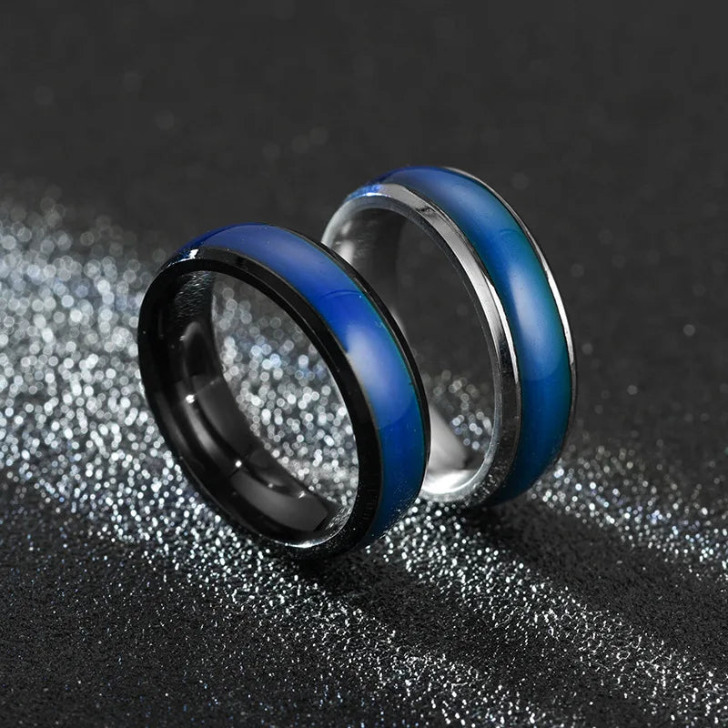 Smart Ring Titanium Steel Mood Ring Changing Color Rings Emotion Feeling Temperature For Women Men Couples Rings Fashion Jewelry