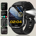 2025 Men's Smart Watch with Wireless Calling, Dual Straps (Stainless Steel+Silicone), Step Counter Flashlight & Message Reminder
