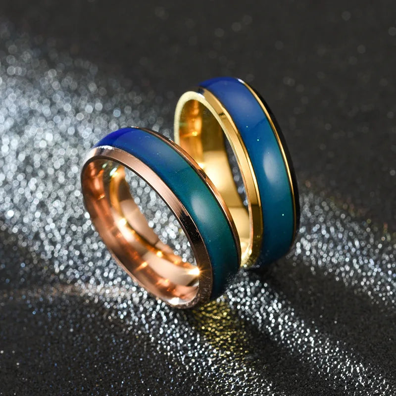 Smart Ring Titanium Steel Mood Ring Changing Color Rings Emotion Feeling Temperature For Women Men Couples Rings Fashion Jewelry
