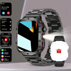 2025 Men's Smart Watch with Wireless Calling, Dual Straps (Stainless Steel+Silicone), Step Counter Flashlight & Message Reminder