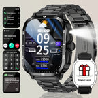 2025 Men's Smart Watch with Wireless Calling, Dual Straps (Stainless Steel+Silicone), Step Counter Flashlight & Message Reminder