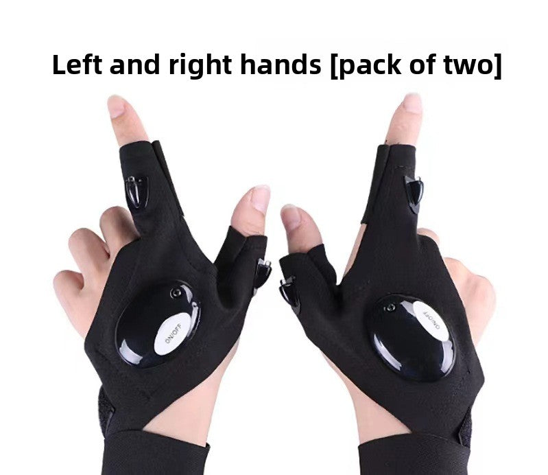 LED Illuminated Fishing Gloves with Finger Lights