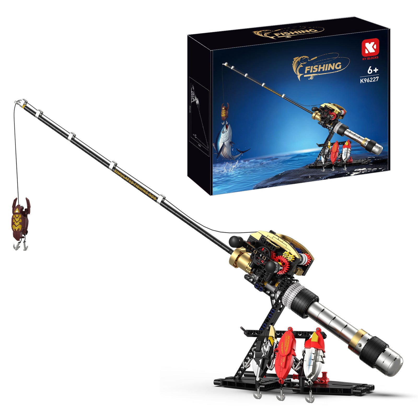 Creative building block fishing baitcasting reel rod