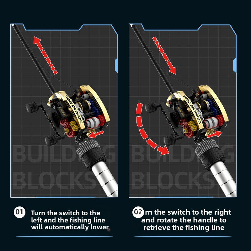 Creative building block fishing baitcasting reel rod