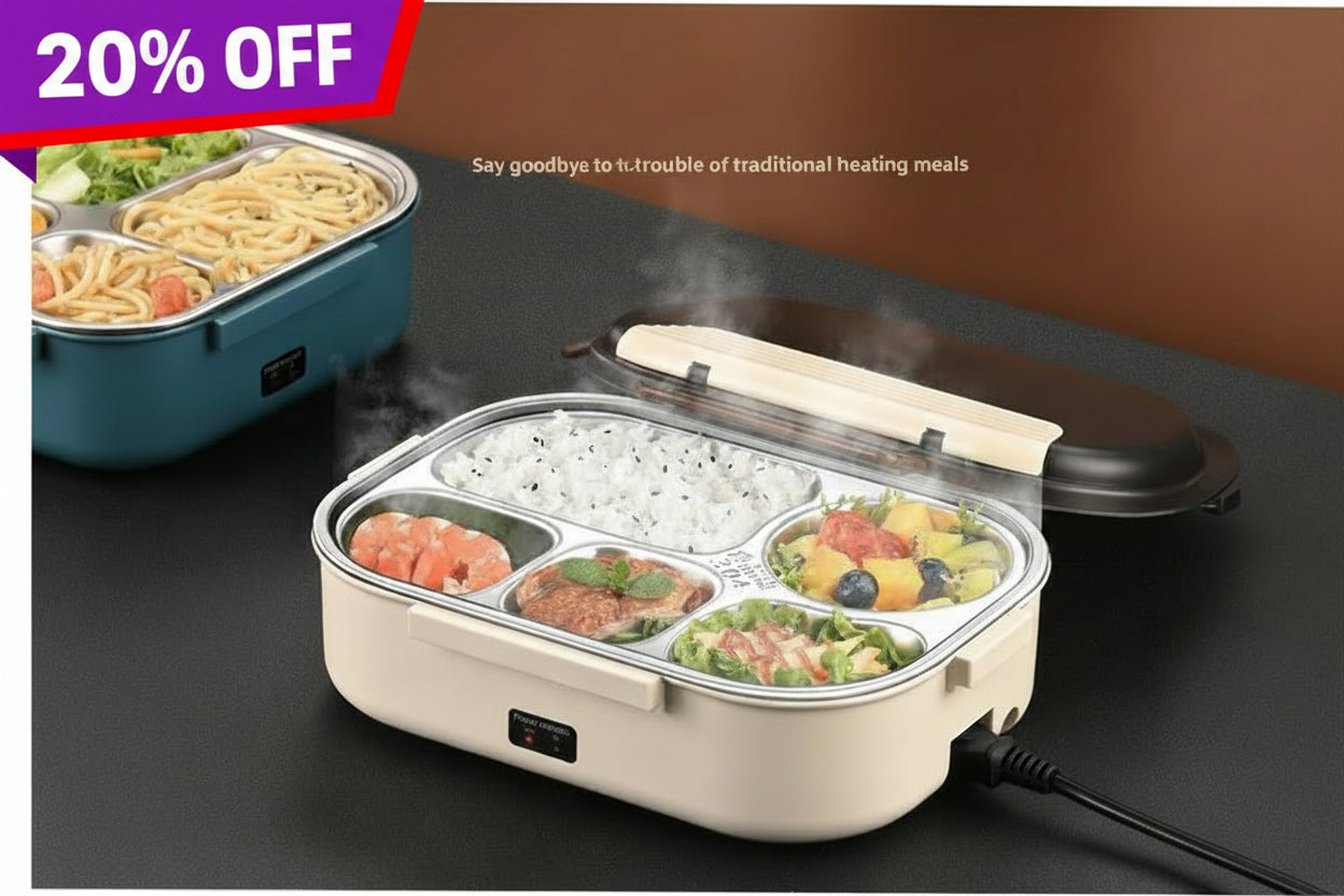 Portable Electric Heating Lunch Box with Multiple Compartments
