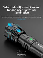 Rechargeable LED Flashlight with Adjustable Zoom