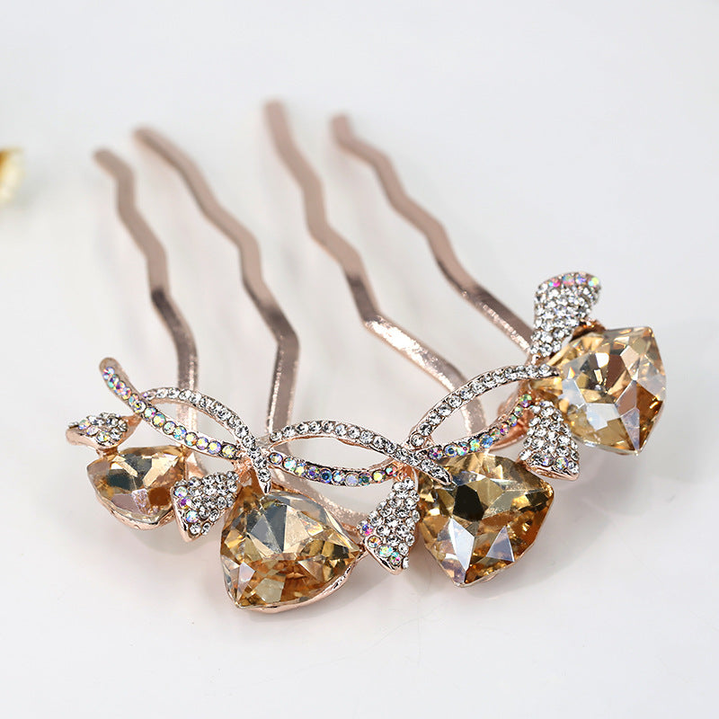 Large Bow Hairpin with Rhinestone Accents