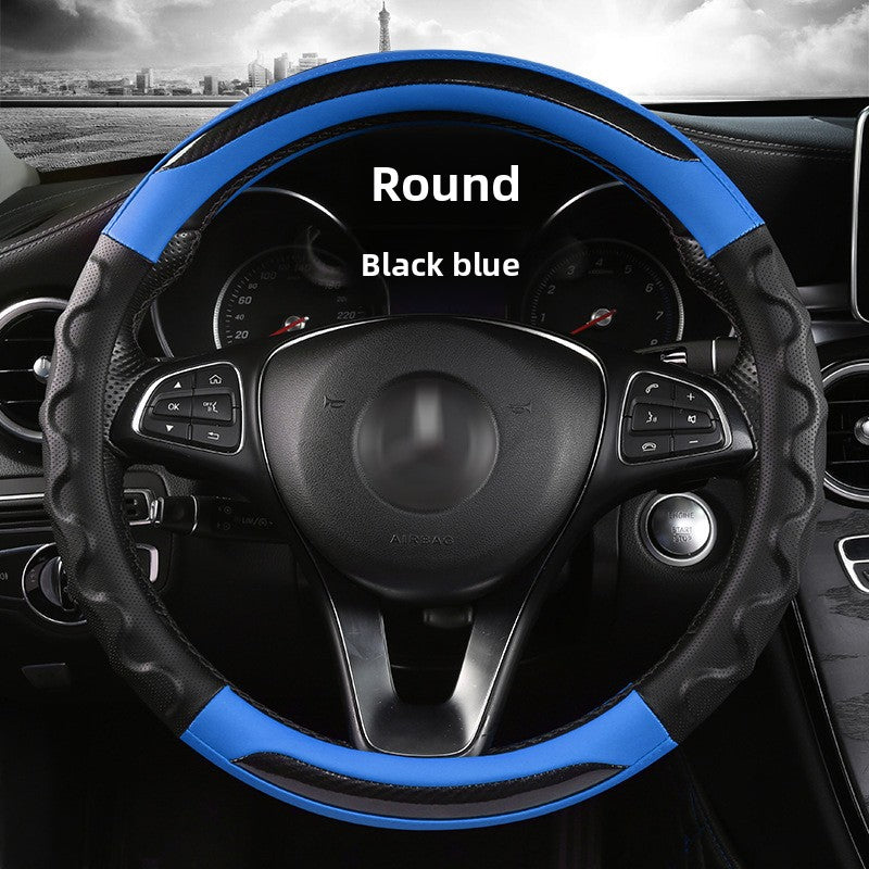 Car Steering Wheel Cover – Carbon Fiber Style with Non-Slip Grip
