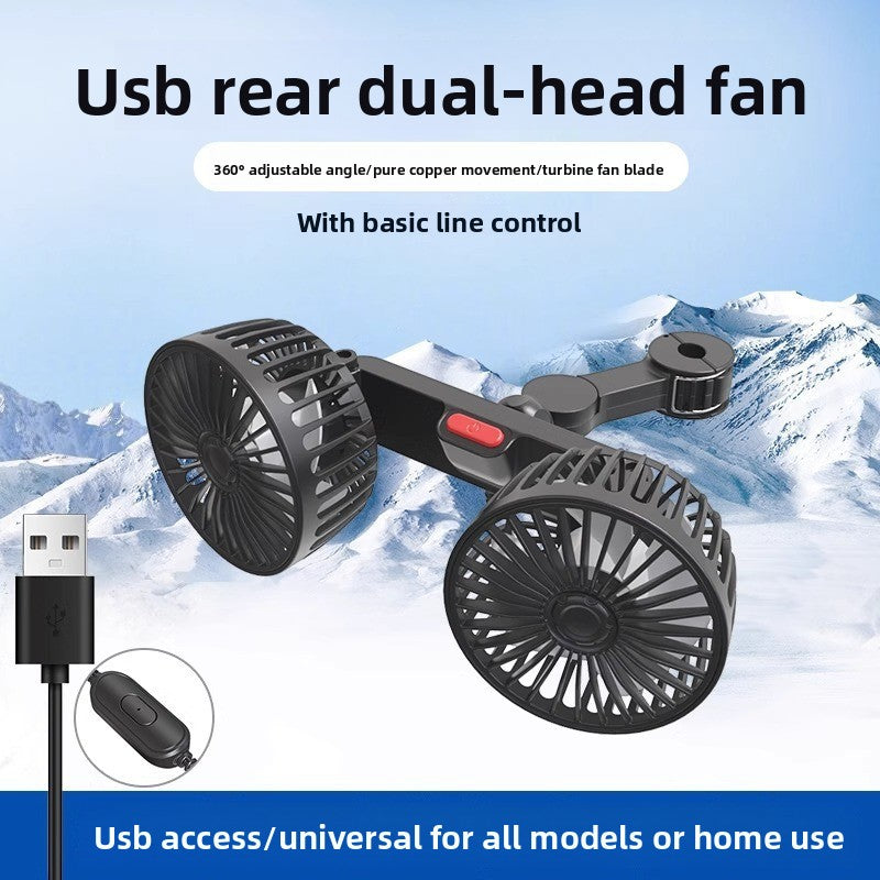Dual Head USB Car Fan