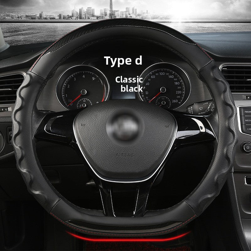 Car Steering Wheel Cover – Carbon Fiber Style with Non-Slip Grip