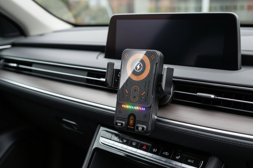 Electric Rotating Car Phone Holder with Wireless Charging