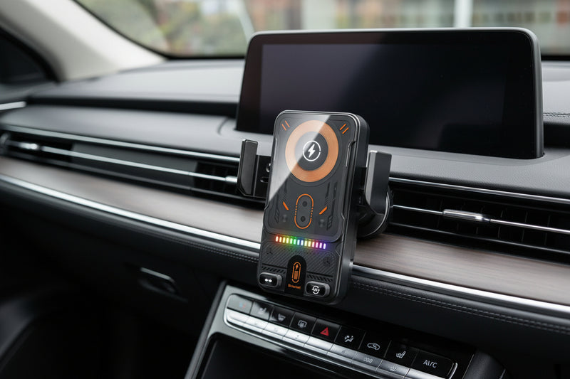 Electric Rotating Car Phone Holder with Wireless Charging